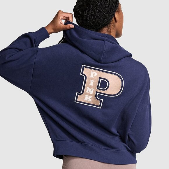 PINK Victoria's Secret Tops - Victoria's Secret PINK Ivy Fleece Full Zip Hoodie New With Tags Size XXL Blue